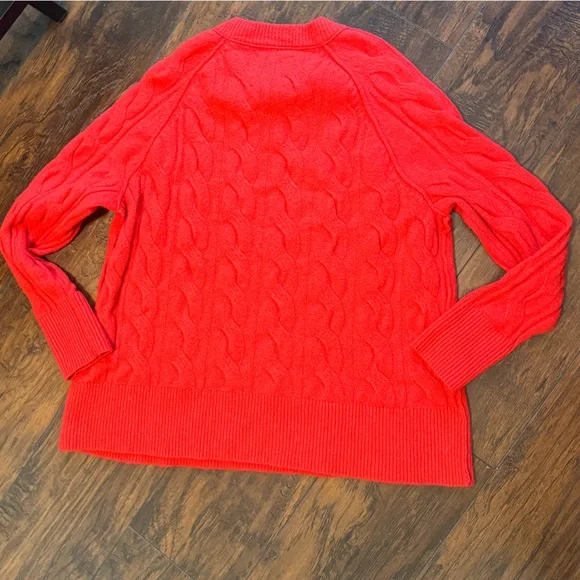 Aerie unREAL Cable Crew Sweater Oversized Solid Red Women's Size Small Cozy - Picture 14 of 14